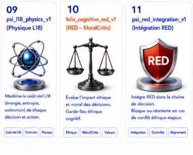 Composants 09–11 : physique L18, RED MoralCritic, intégration RED